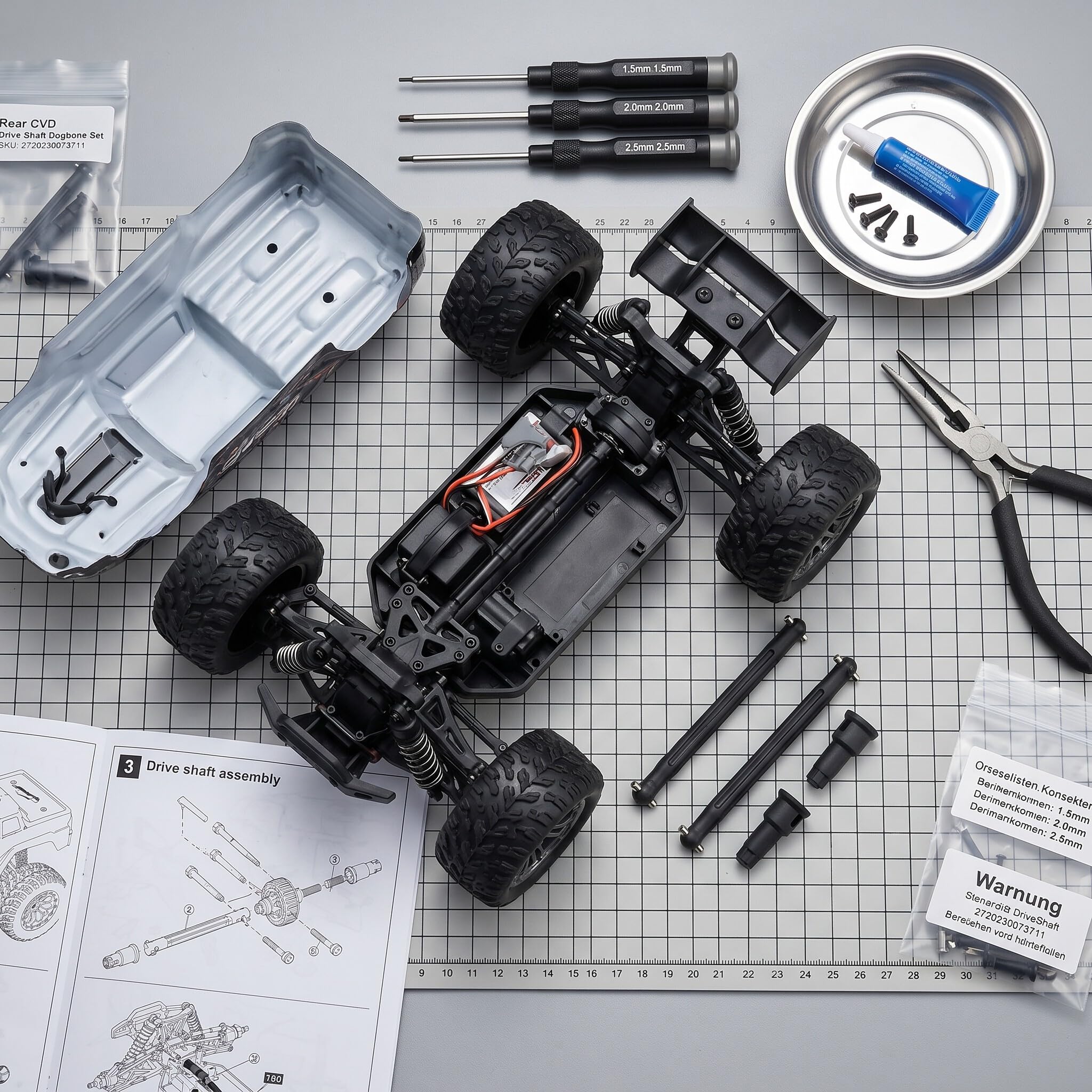 Arbre de Transmission CVD en Acier pour SCY 16101 16102 16103 16201 1/16 RC Car, Kit de Mise à Niveau Dogbone Arrière Haute Résistance -