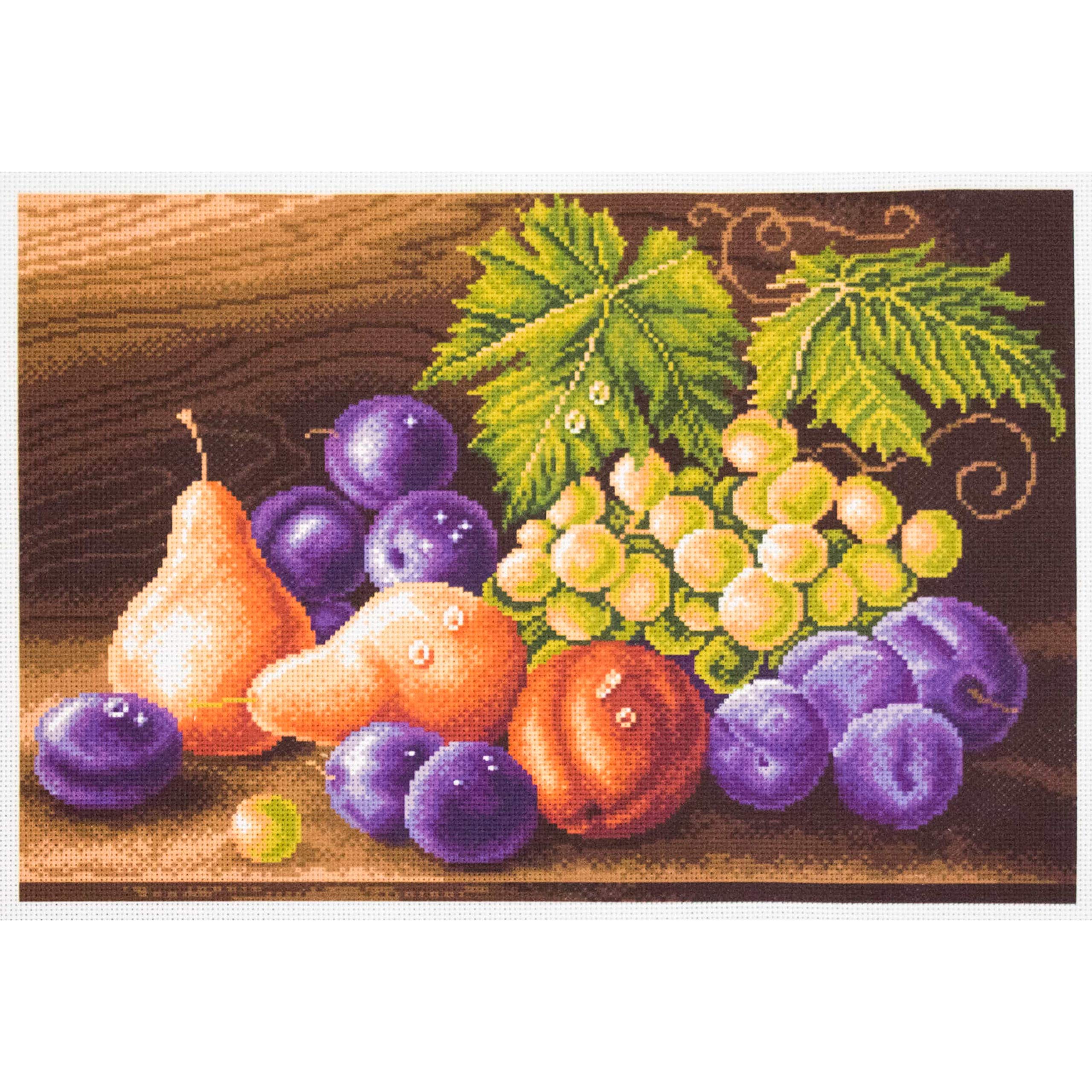 Aida para Bordado de Cruz con diseño de frutas impreso en tela de algodón multicolor