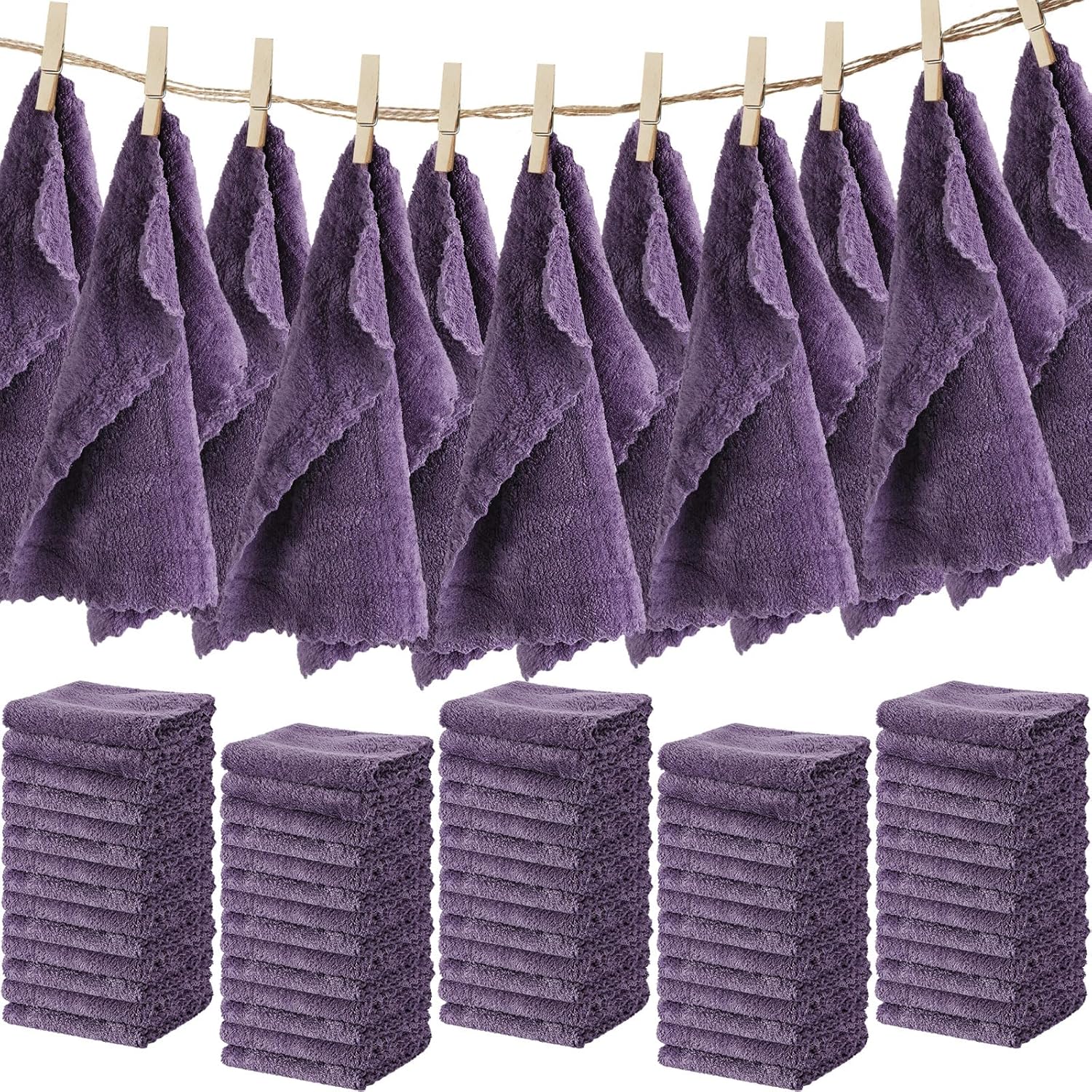 Newwiee 100 Pcs Washcloths Bulk Quick Drying Bathroom Wash Clothes 12 x 12 Inch Face