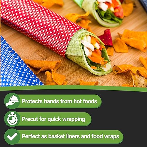 Miniatura 18 de Restaurantware Revestimiento de papel de aluminio ondulado de 12 x 12 pulgadas para envolver alimentos y freír perfecto para restaurantes,