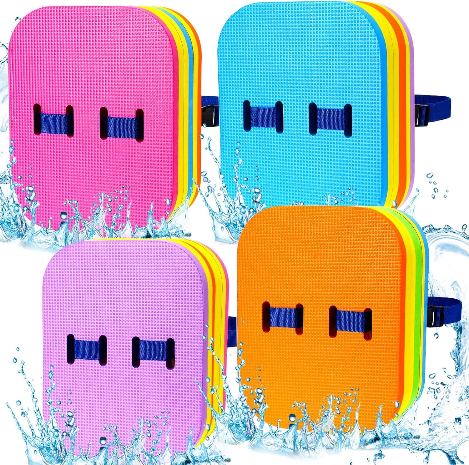 4 Pcs Summer Kid Back Float Safety Swim Trainer 3 Layers Swimming Bubble Secure Clip Buckle Toddler Floaties with Adjustable Swim Belt Waterproof Swim Training Equipment for Children Sport Pool Lesson