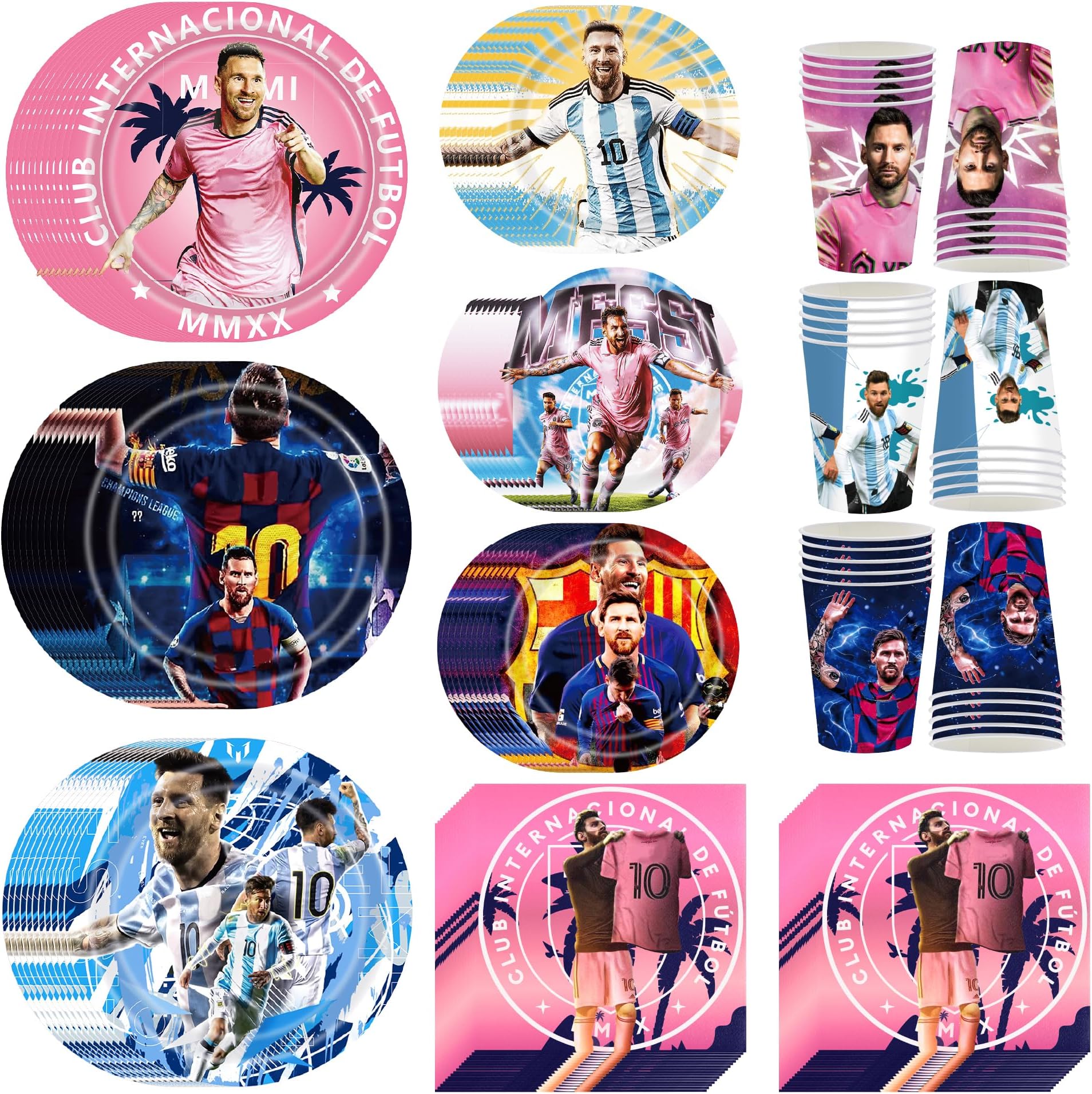 150PCS Soccer Birthday Party Supplies for 30 Guests - Soccer Plates, Cups, Napkins in Blue Cartoon Theme