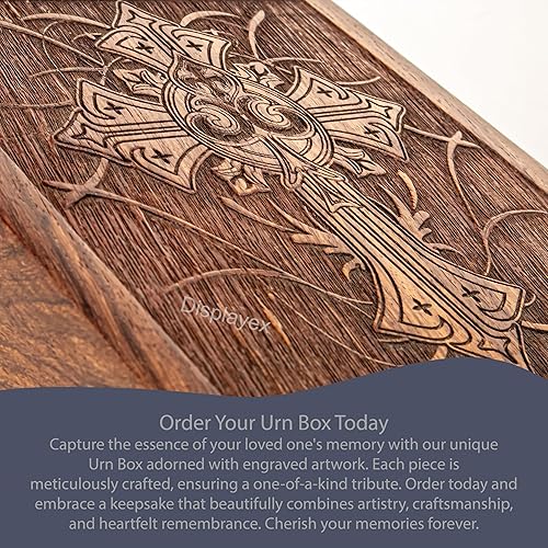 Miniatura 3 de Urnas cruzadas grabadas de palisandro para cenizas humanas y hombres adultos, urna conmemorativa para perros, gatos y mascotas, urna para cenizas