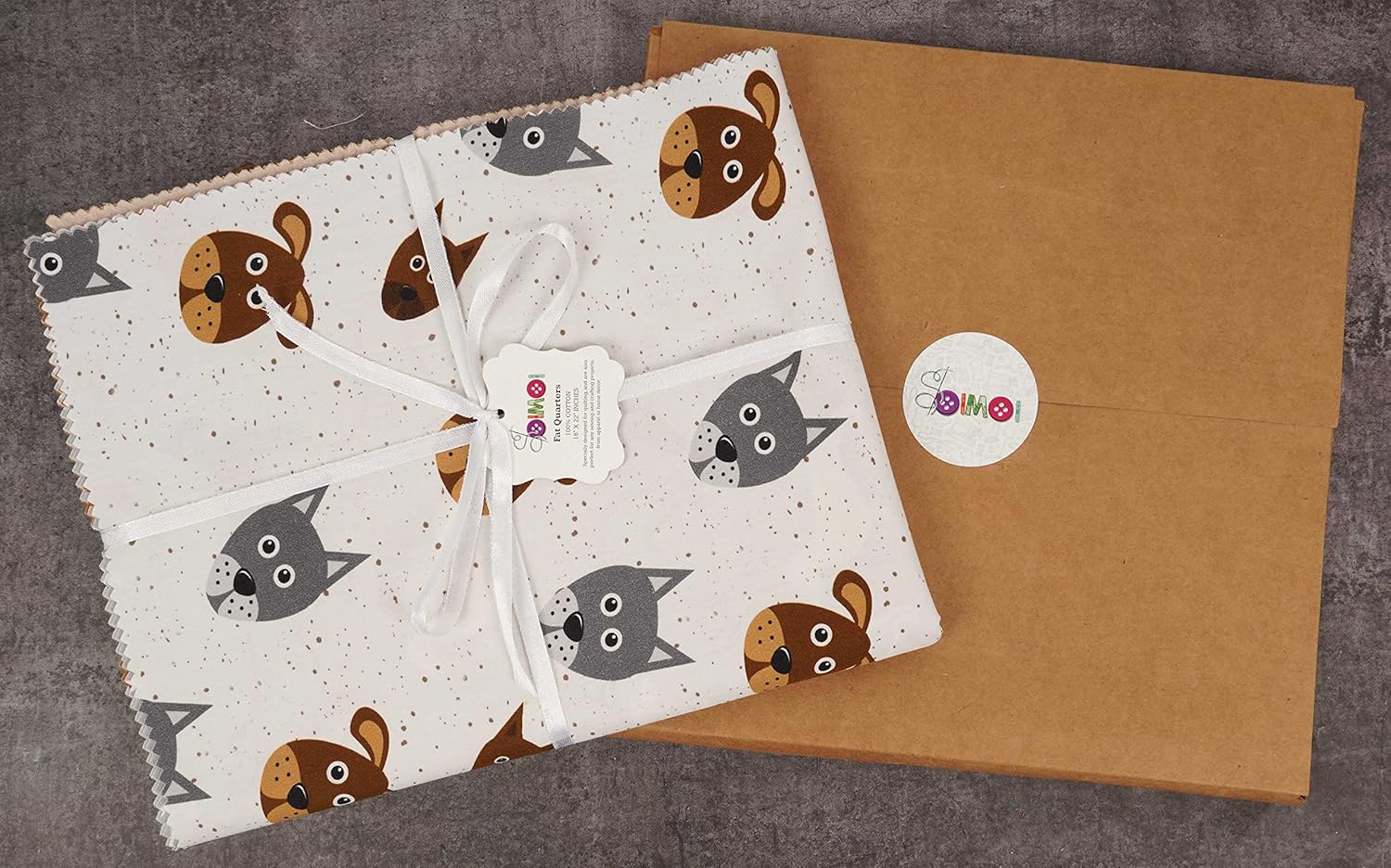 Soimoi 8 Pc Fat Quarter Bundle- Dog Print 18"x 22" DIY Patchwork- 100% Cotton Pre-Cut Quilting Fabric Gray-White- Brown