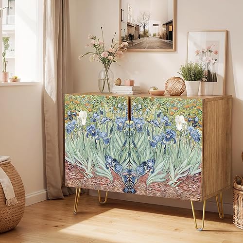 Vista 13 de SIGNWIN Aparador Buffet Gabinete, Armario de Almacenamiento de Cocina con 2 Puertas, Árbol Vibrante Naranja de Otoño Bosque, Mesa Consola Alacena