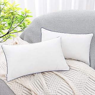 12 x 20 Pillow Insert Set of 2 Indoor Throw Pillow Insert, Rectangle Decorative Pillows Inserts, Throw Pillows for Couch,Throw Pillows for Bed,White Throw Pillows