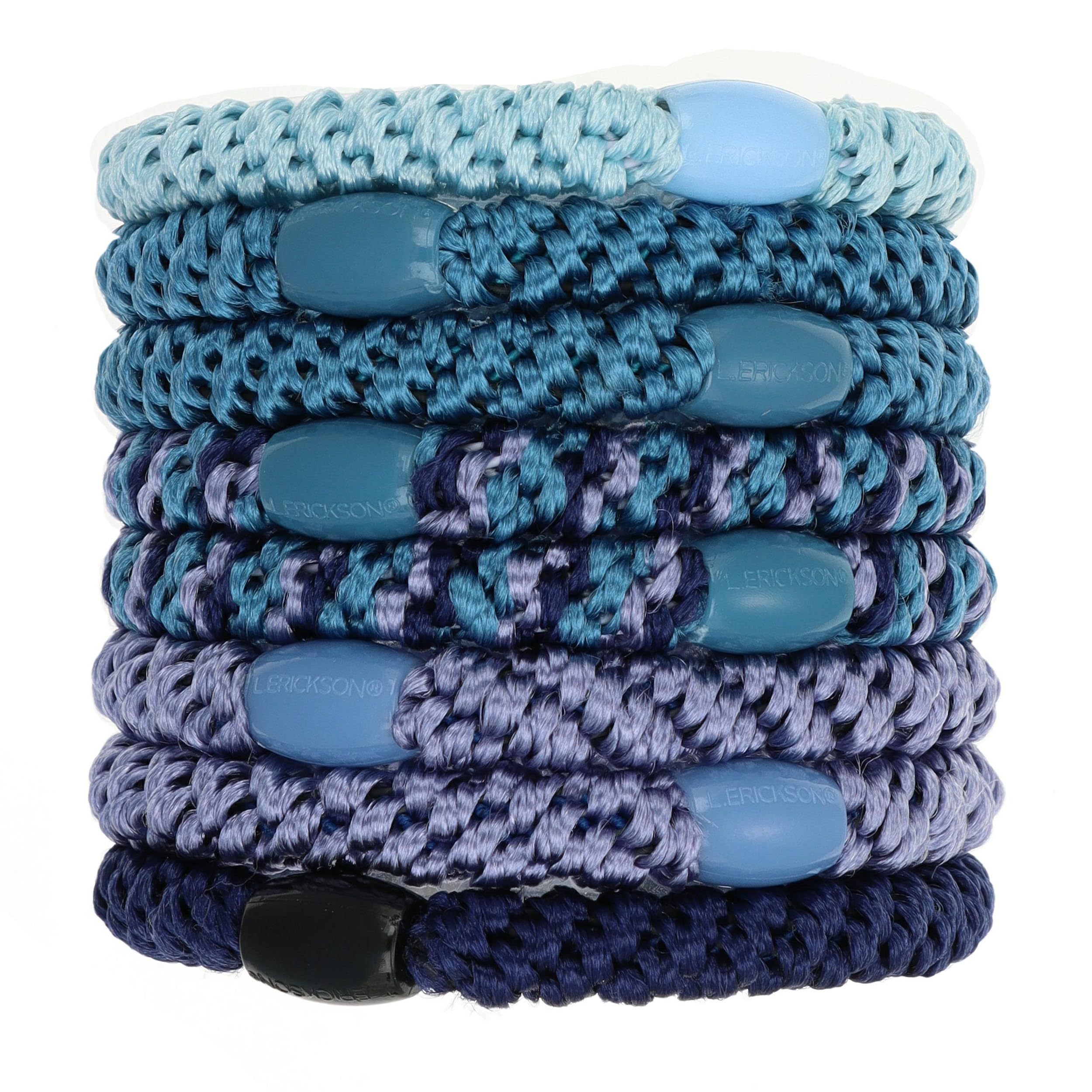 L. Erickson Blue Grab & Go Ponytail Holders, 8 Pack, Neptune
