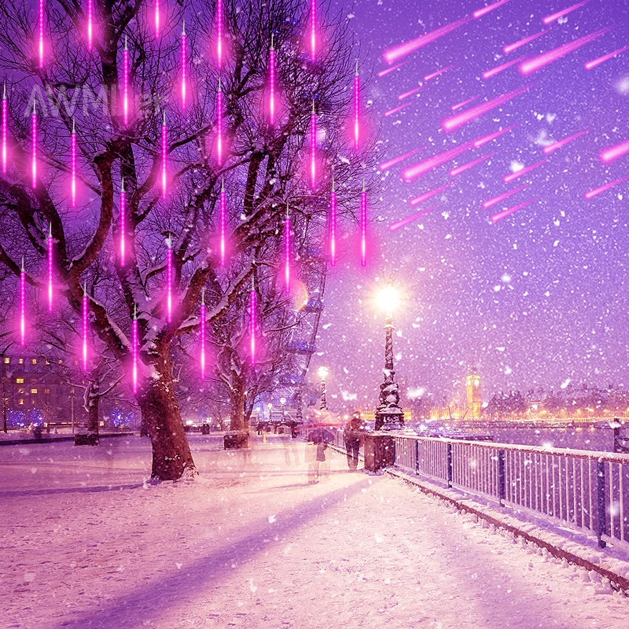 クリスマスイルミネーション ピンク LED 400球 100球×4連結 24m 10日