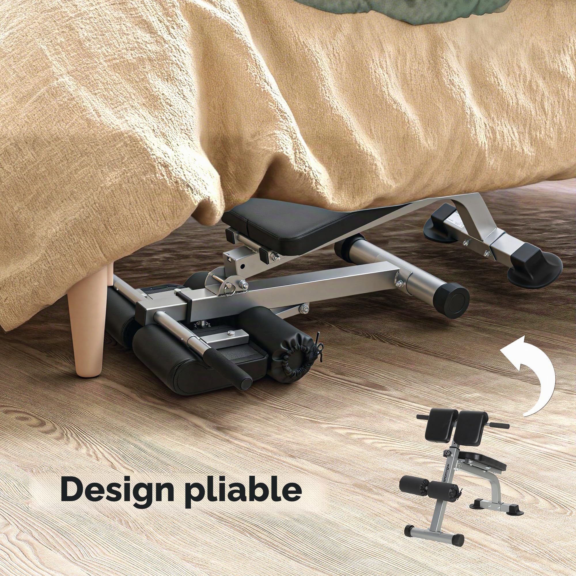 SPORTNOW Banc romain multifonctionnel, chaise romaine pliante avec hauteur réglable, inclinaison du dossier, hyperextension, banc de musculation pour l'entraînement à domicile, capacité de 150 kg.