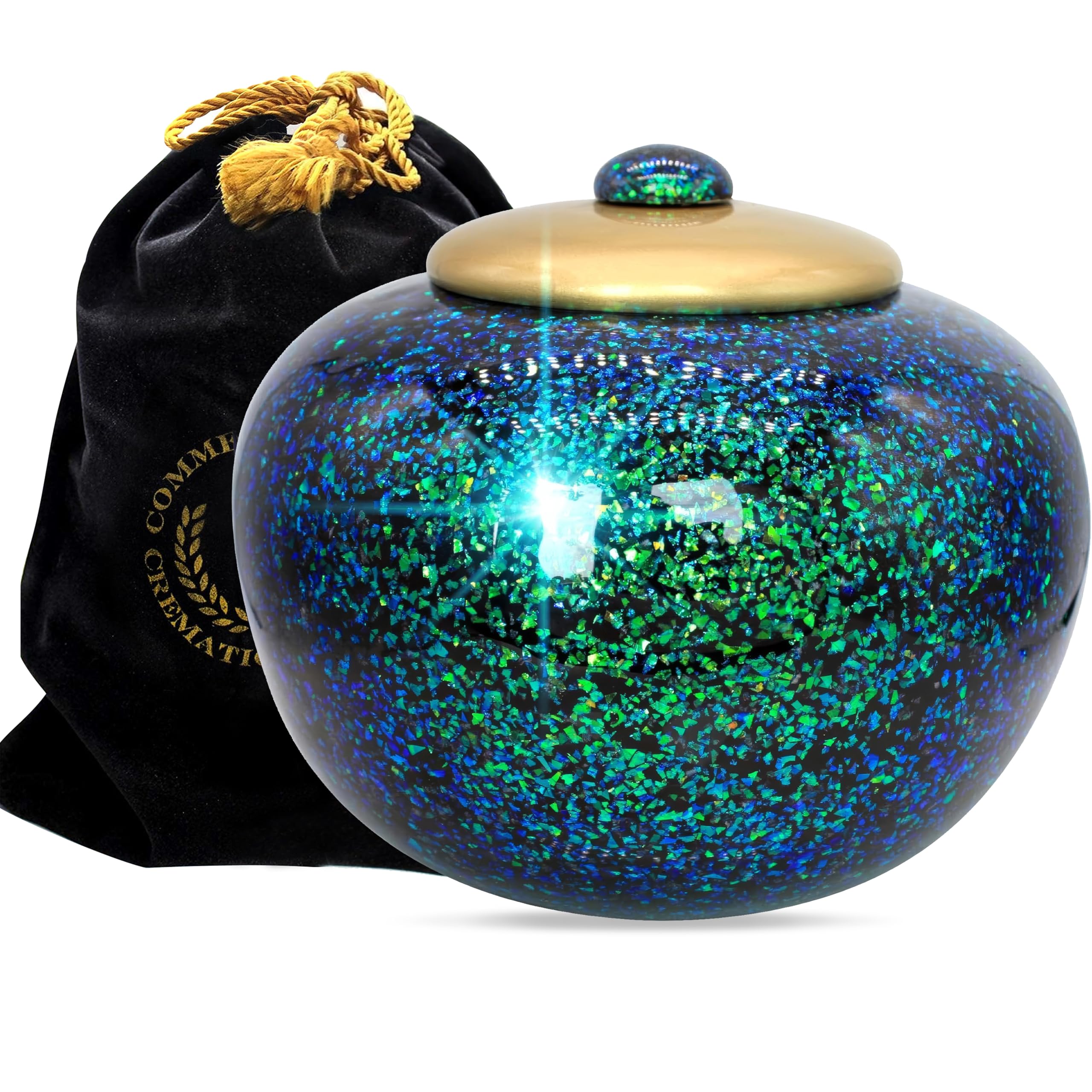 Commemorative Cremation Urns (Medium, Atlantis) - Shimmering Light for Human Ashes Adult for Funeral, Niche, Burial or Columbarium, for Ashes Adult (Atlantis, Medium)