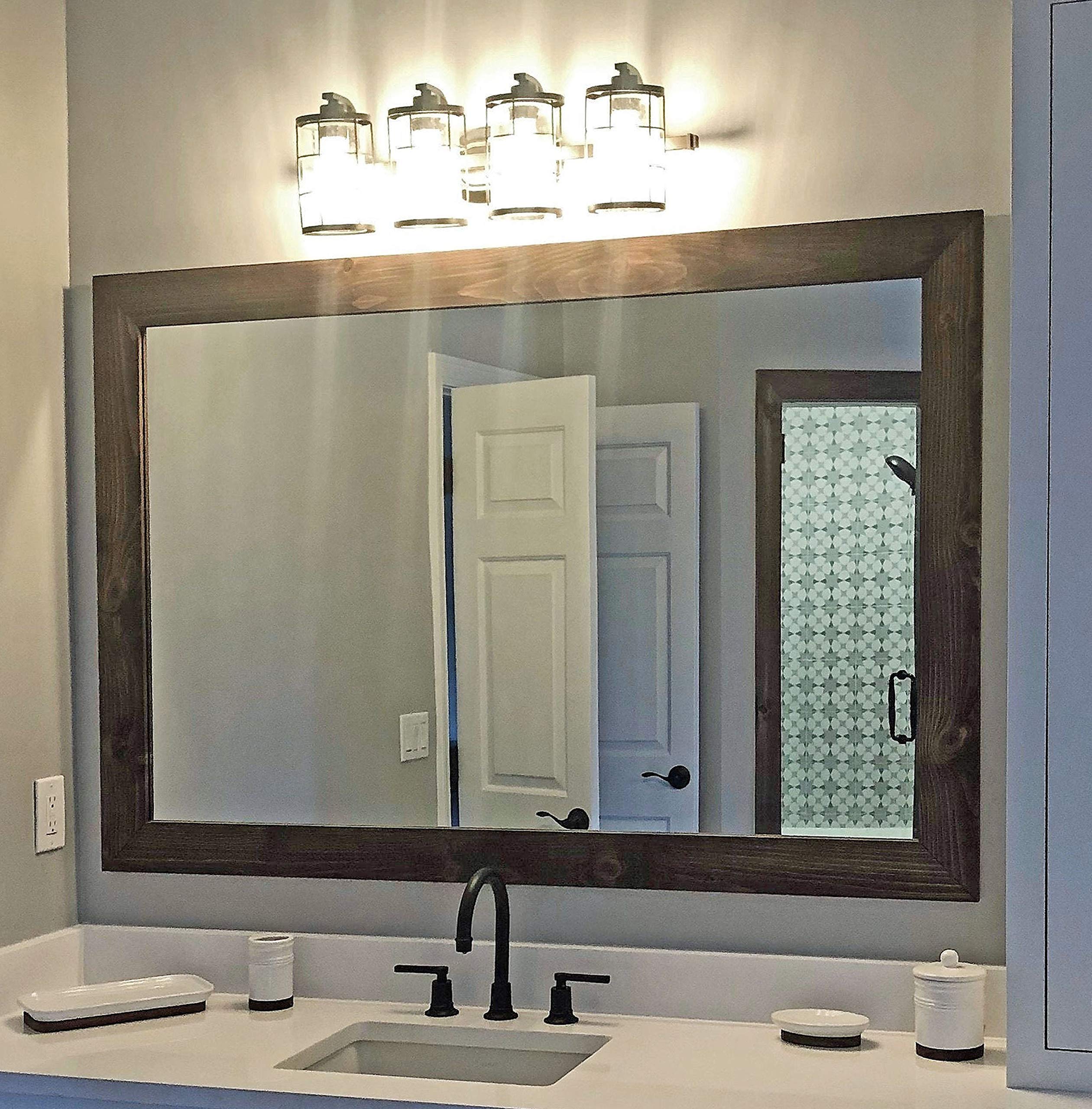 Buy Shiplap Rustic Wood Framed Mirror, 20 Stain Colors, Special Walnut