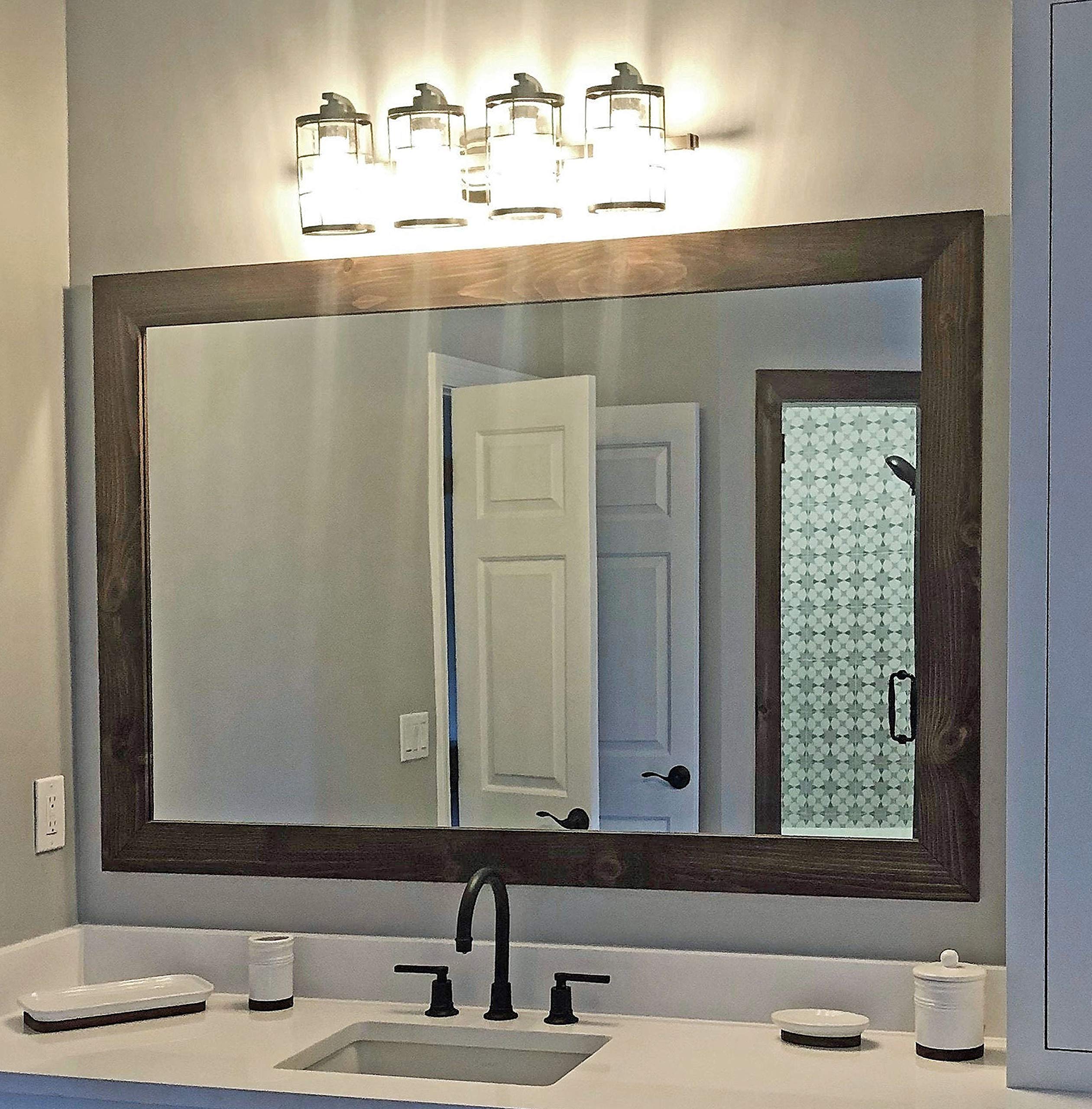 Shiplap Rustic Wood Framed Mirror, 20 Stain Colors, Special Walnut - Recled Styled Wood, Large Vanity Mirror, Bathroom Mirror, Master Bathroom Mirror, Full Length Mirror, Big Mirror, Hanging Mirror