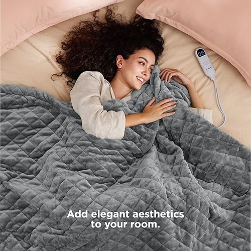 Vista 191 de Bedsure - Manta eléctrica tamaño matrimonial; térmica, de franela suave, calentamiento rápido, 10 ajustes de tiempo y 6 ajustes de calor; regalo 01