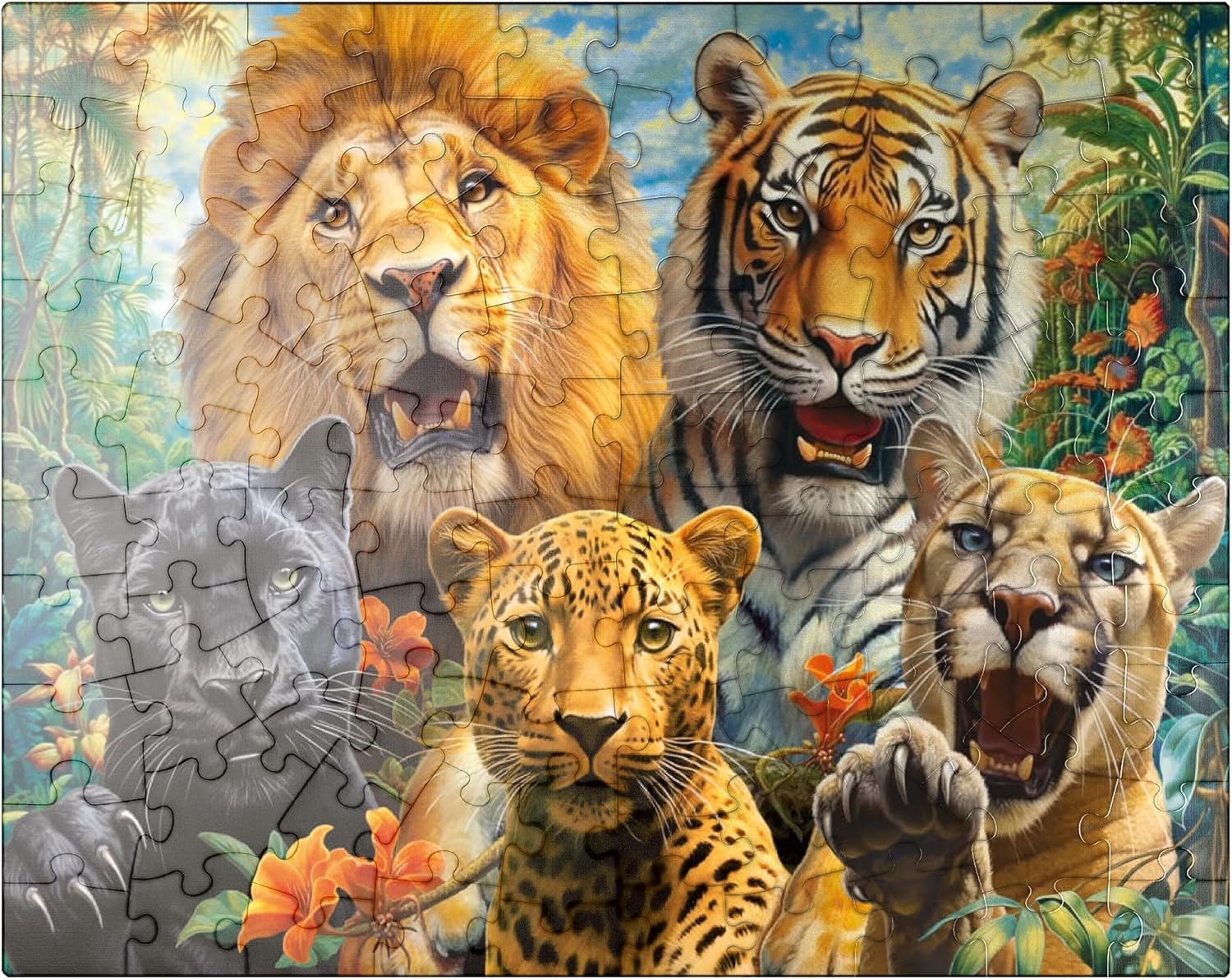 MyPuzzle Selfies of Wildcats - Premium 100 Piece Jigsaw Puzzle for Adults