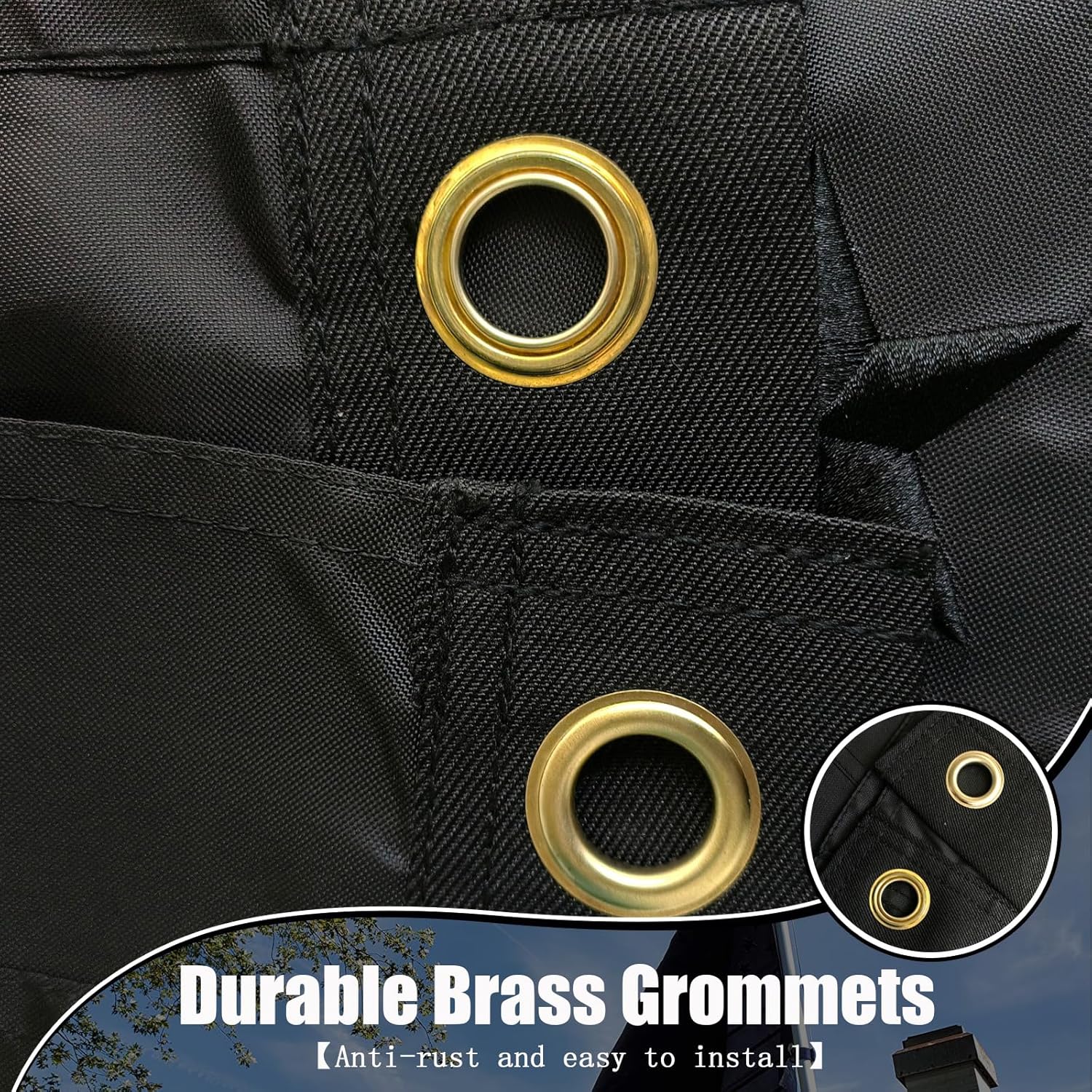 Black American Flag 3x5 ft for Outside Heavy Duty Embroidered Stars All Black American USA Flags with 2 Brass Grommets for Outdoor Use - Image 4