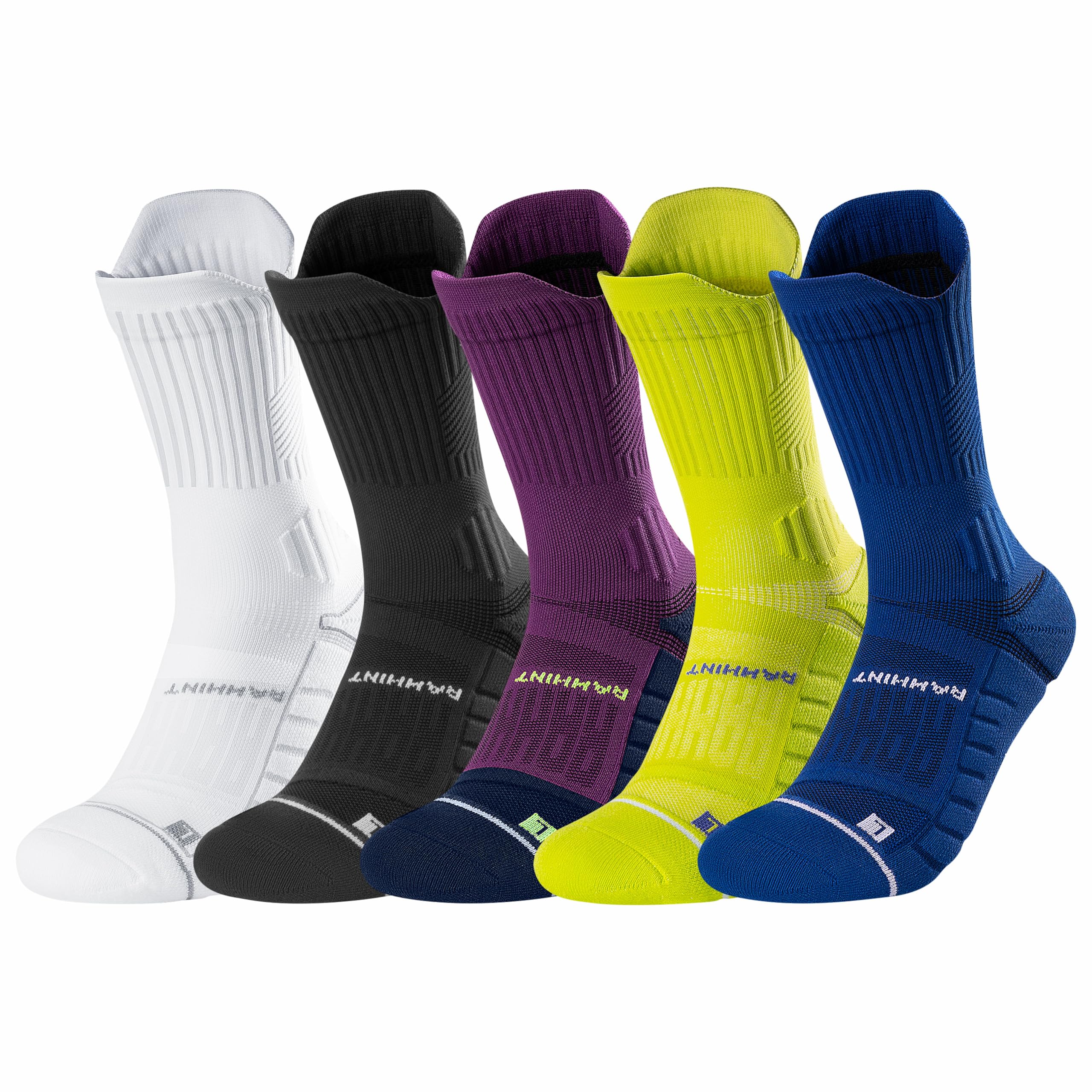 Rahhint 5 Pack Anti-Blasen Laufsocken Herren Damen Kompressions socken Running Socks Travel socken mit TAB-Design, Kompressionszone, Belüftungsnetz und Fußgewölbeunterstützung, Größe 35-51