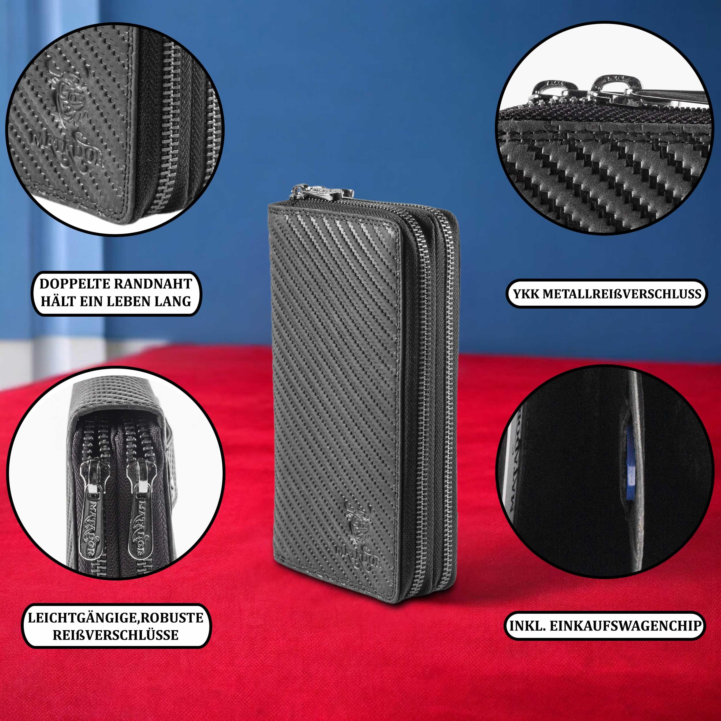 Matador Marca Portafoglio Uomo Pelle MADRID con Elegante Scatola Regalo, Portafoglio Nero di Lusso con Protezione RFID, Grande con Molti Scomparti per Carte