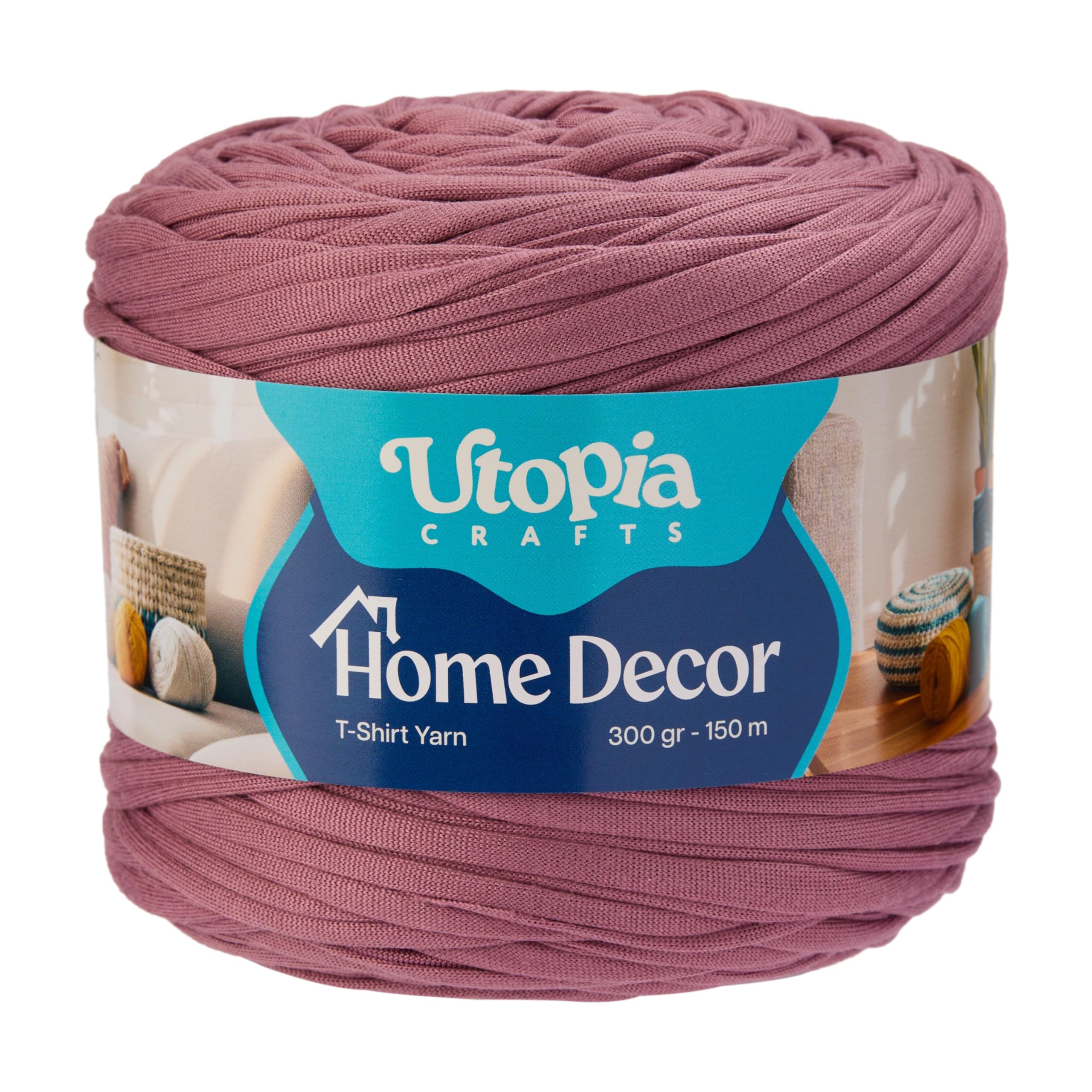 Utopia Crafts T-Shirt Yarn for Crocheting Bags & Baskets - Chunky Yarn for Crochet, Tshirt Tube Ribbon, 300g 150m, 5-7mm Jersey Cord (Aubergine Purple)