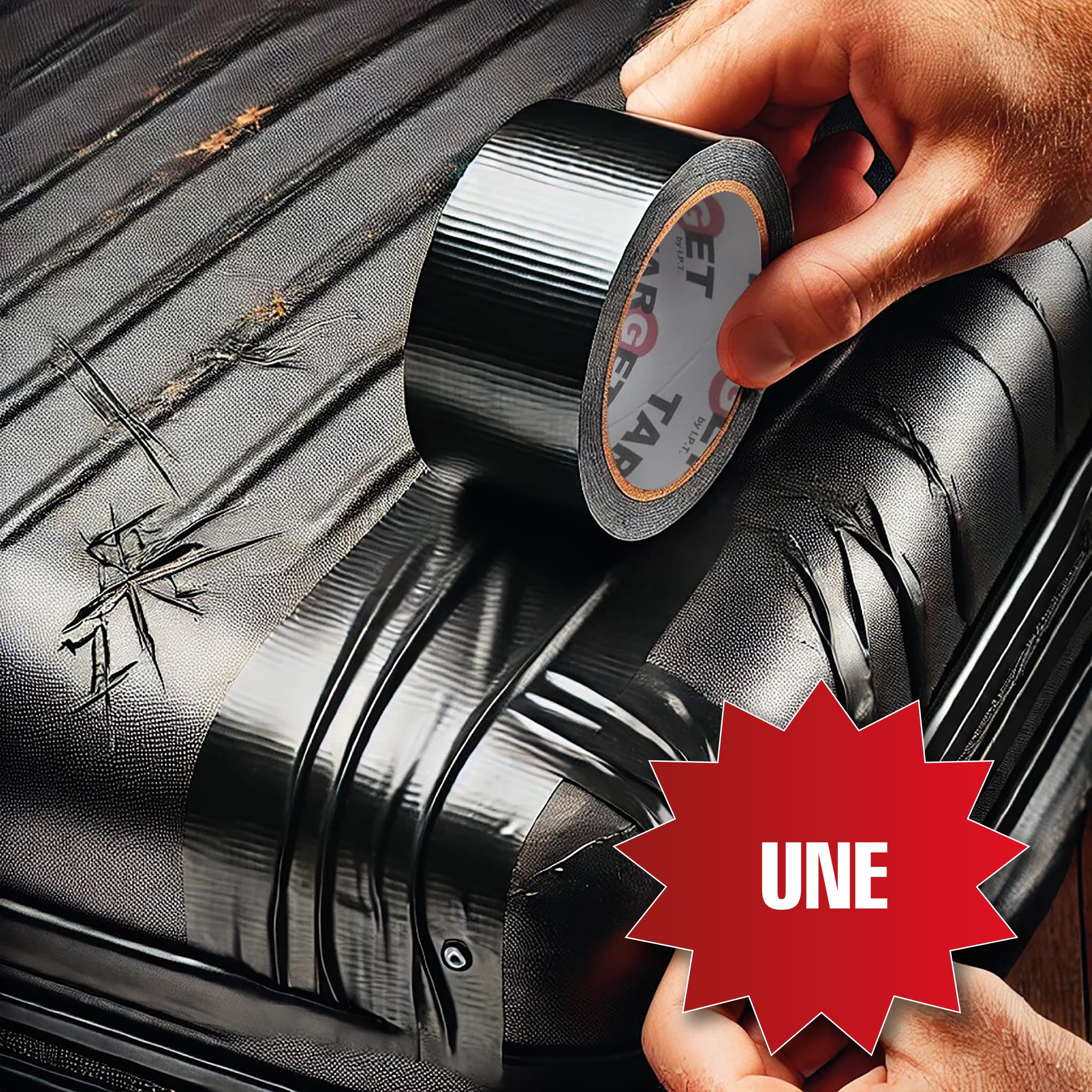 TARGET CTN1050N - Cinta Americana Extrafuerte, Heavy Duty | Reforzada con malla, Hasta 0,43mm de grosor (NEGRO, 10M X 50mm)