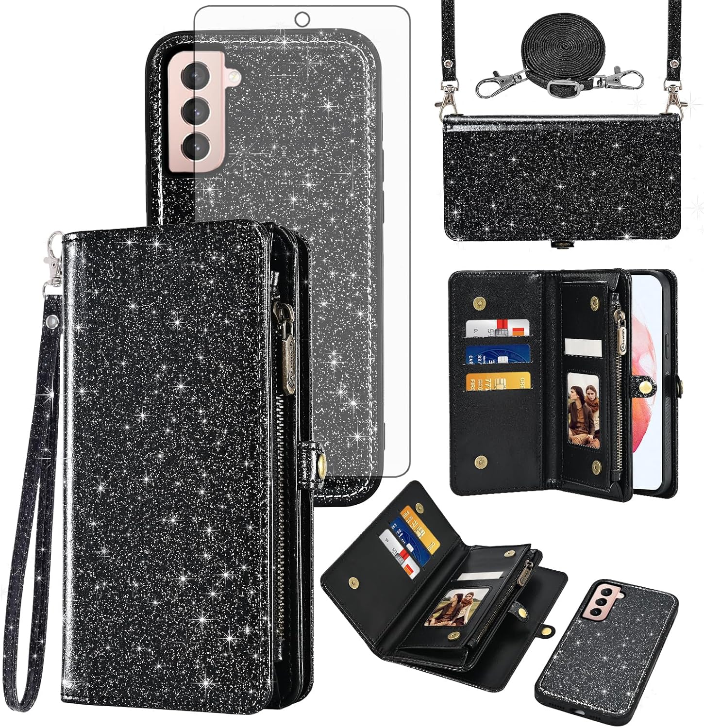 Asuwish Phone Case For IPhone 15 6.1 Inch Zipper Wallet - View #12