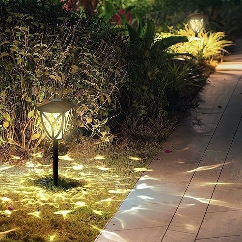 Miniatura 3 de Ensenior Paquete de 6 luces solares para exteriores, 16.77 pulgadas, 3000 K, luces LED solares para jardín, camino, patio, pasarela, maceta,