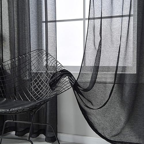 Miniatura 4 de RainCity - Cortinas de lino sintético, 2 paneles de 45 pulgadas de largo x 52 de ancho, con ojales, ideal para la sala o habitaciones infantiles,