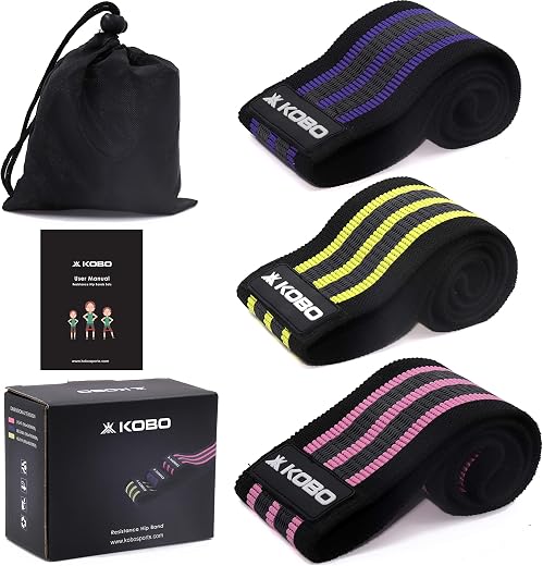 Kobo AC-90 Resistance 3" Wide Non Slip Loop Band for Squats, Hips &amp; Glutes, Yoga, Crossfit, Stretching, Physical Therapy H...