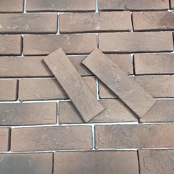 20 Pcs Brown Thin Wall Brick Veneers, 2.4in x 7.9in for Kitchen Backsplash, Fireplace, Living Room, Interior and Exterior Wall Decoration (3.5 sq.ft) (20)