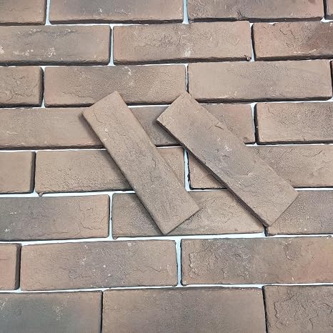 20 Pcs Brown Thin Wall Brick Veneers, 2.4in x 7.9in for Kitchen Backsplash, Fireplace, Living Room, Interior and Exterior Wall Decoration (3.5 sq.ft) (20)