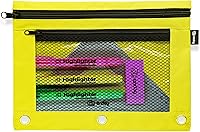 Vista 9 de Enday Estuche negro para carpeta de 3 anillas, con cremallera, estuche para lápices de 3 anillos para carpeta, estuche para lápices para carpeta