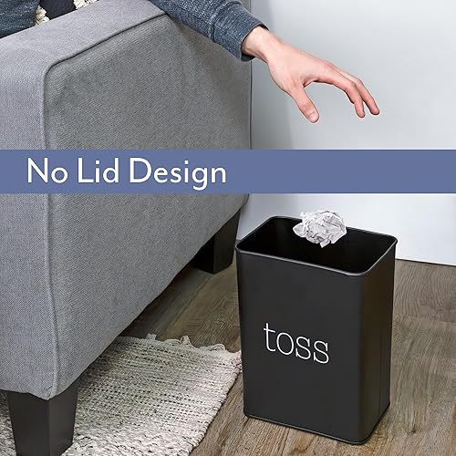 Miniatura 5 de AuldHome Farmhouse - Papelera esmaltada, color negro, 10.2 pulgadas de alto, 8.25 pulgadas de ancho, 6 pulgadas de profundidad, capacidad de 2