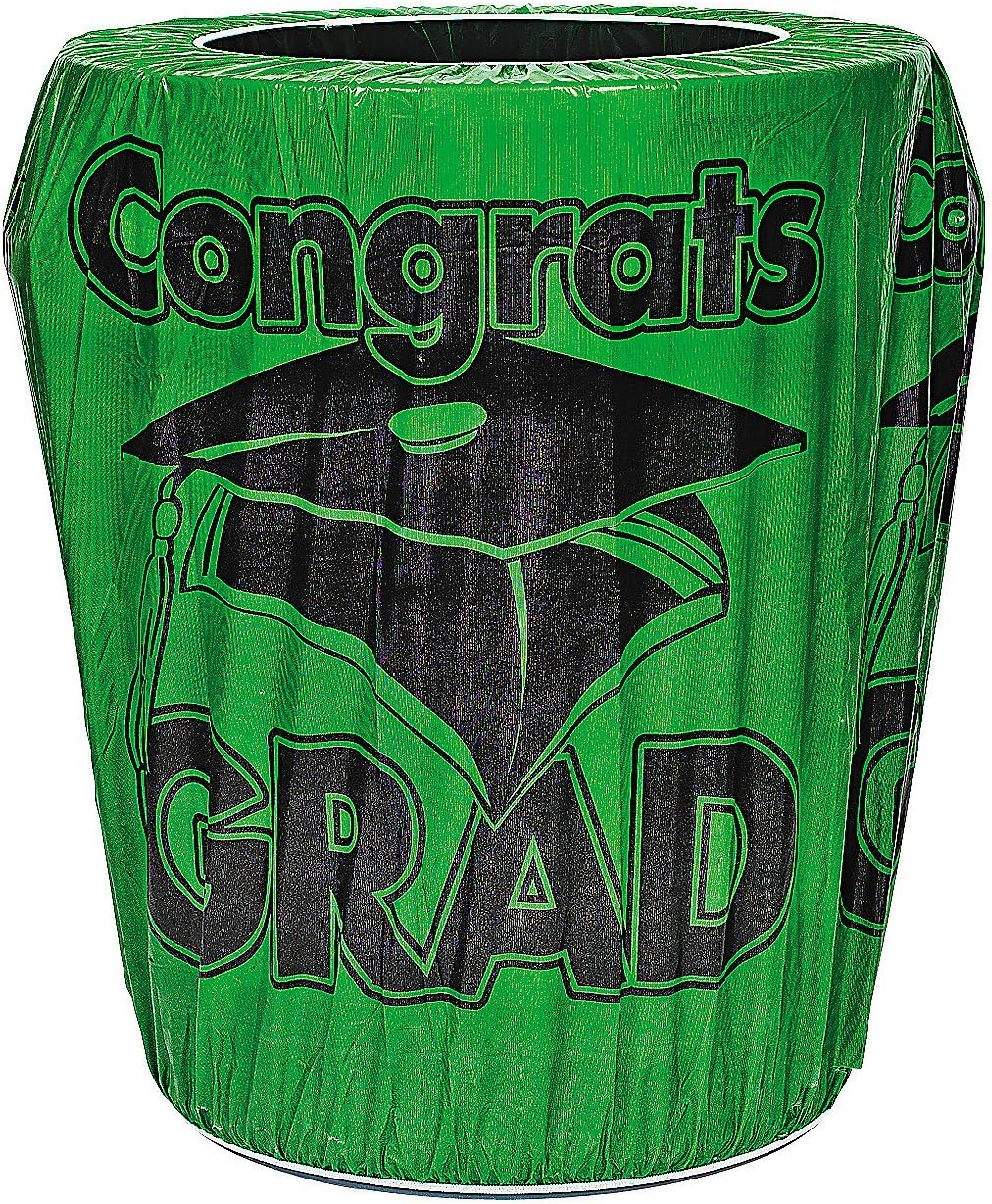 Green Congrats Grad Trash Can Cover - Graduation Party Decor