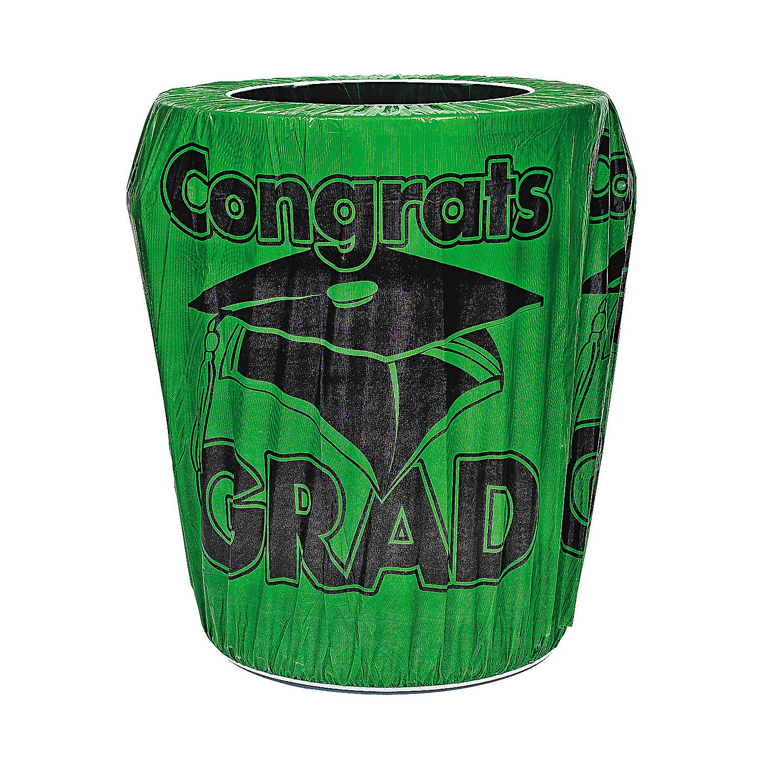 Green Congrats Grad Trash Can Cover - Graduation Party Decor