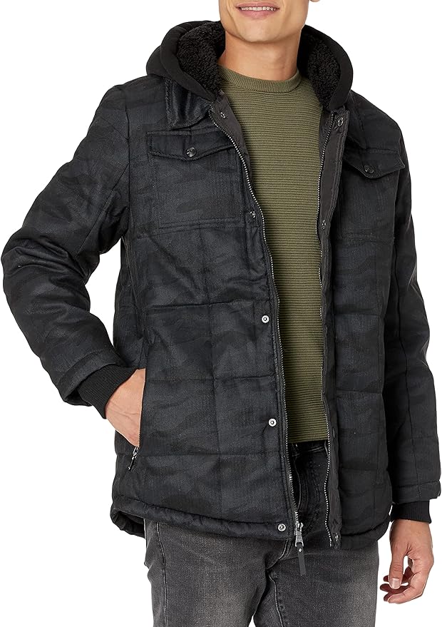 URBAN REPUBLIC Mens Light Wool Jacket W. Fleece Hood at Amazon Men’s