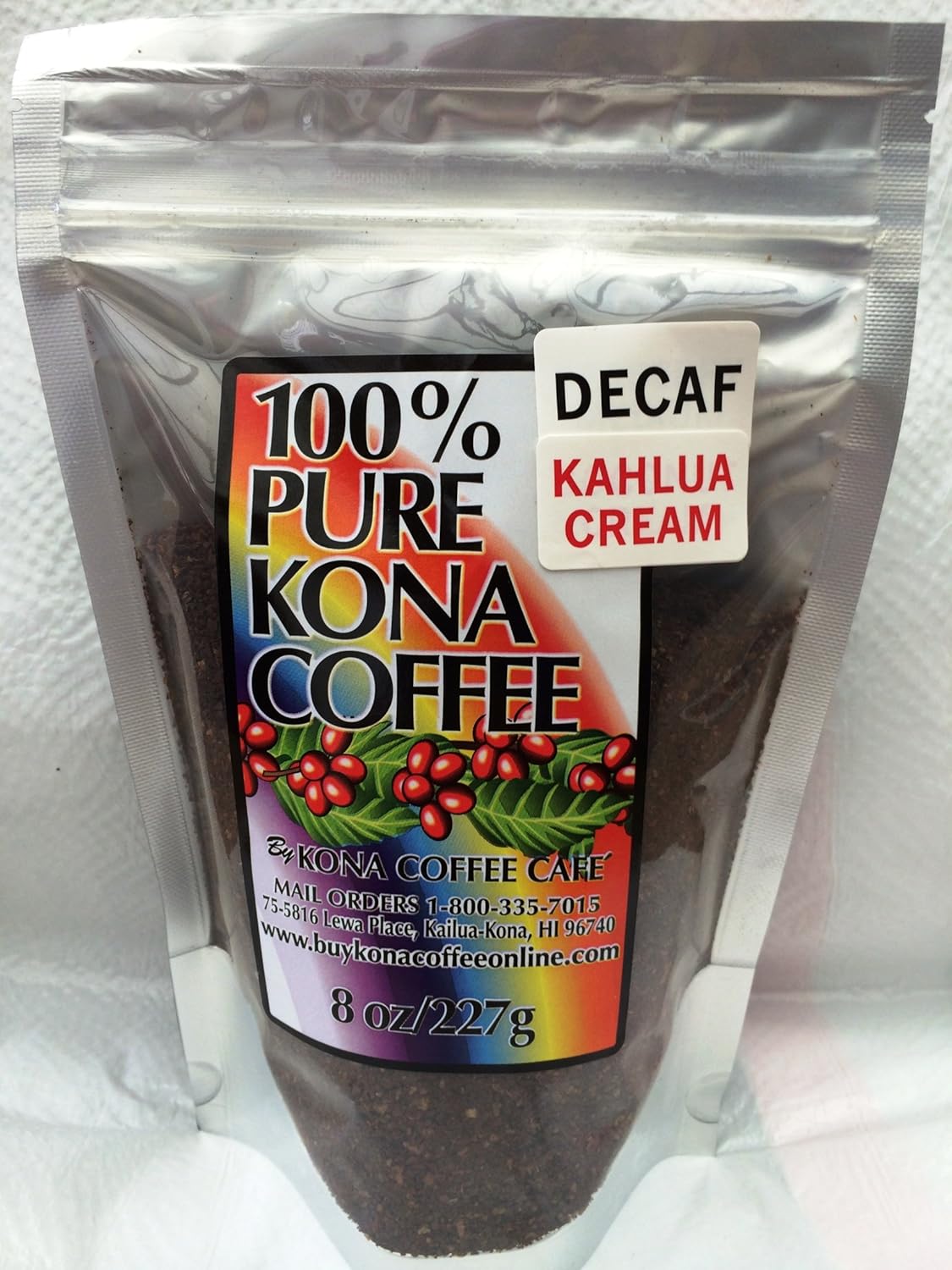 Decaf Kona Coffee Ground, Kahlua Cream Flavored 1 pound