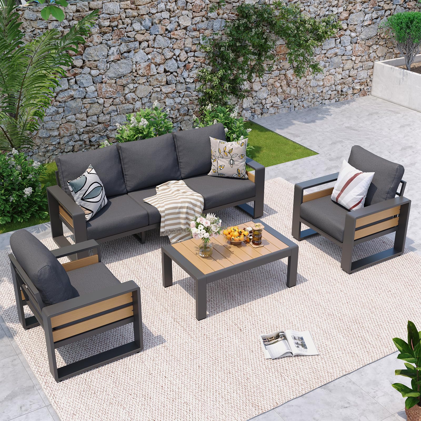 Aoxun Aluminum Patio Furniture Set