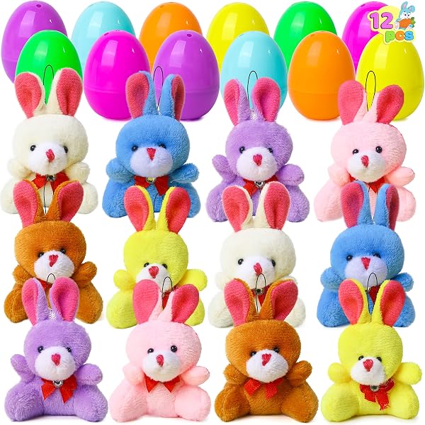 JOYIN 12 Pcs Filled Easter Eggs with Plush Toys 1