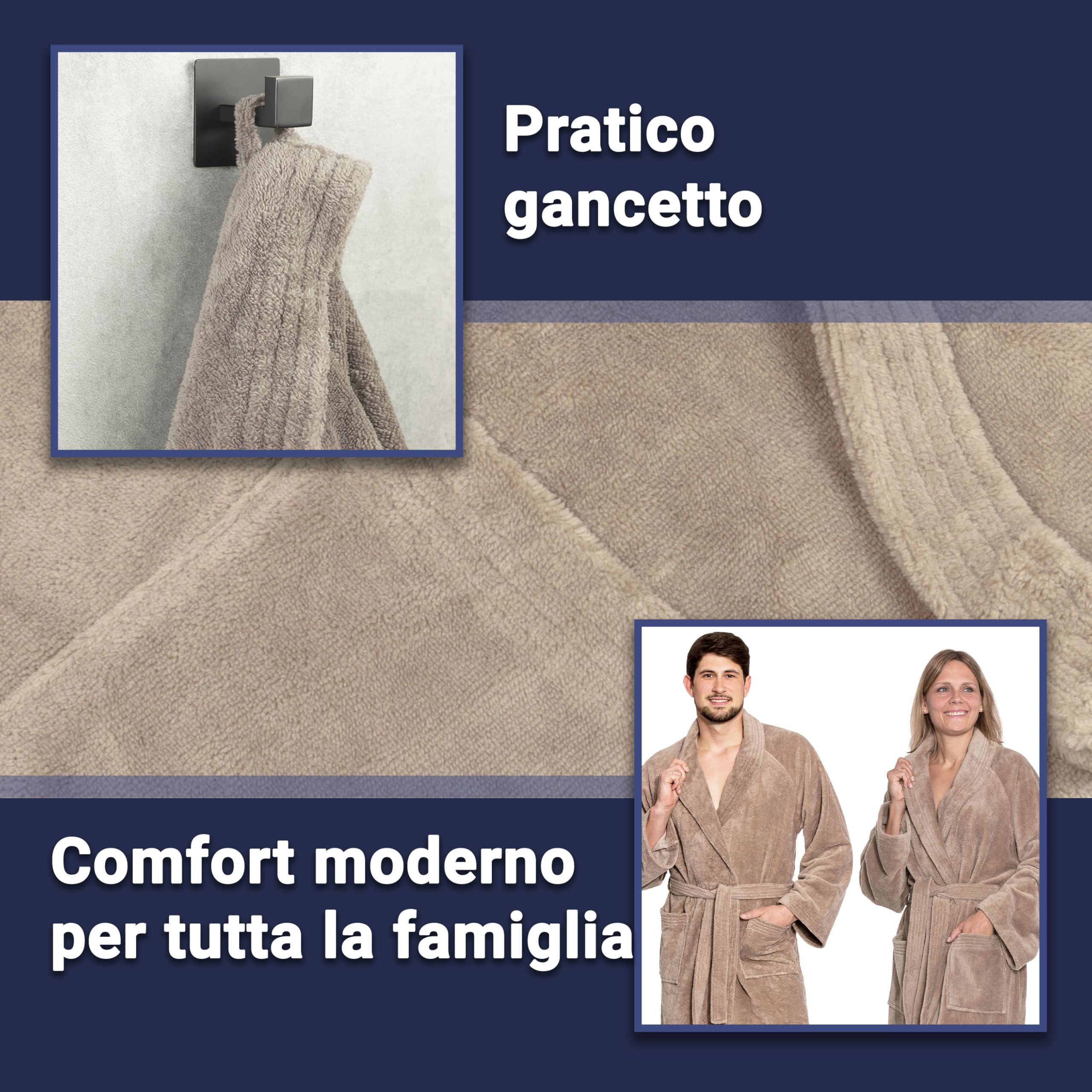 ZOLLNER Accappatoio - soffice e assorbente - Unisex - da misura S a XXL - esterno poliestere e interno cotone misto - lavabile - qualità alberghiera - Certificato OEKO TEX (R), 142