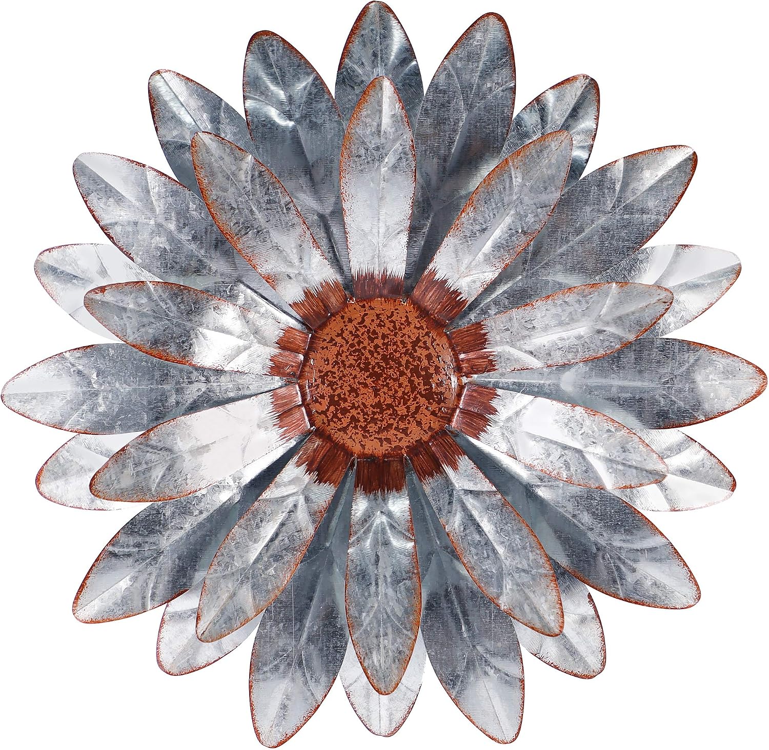 Ridota 12" Metal Flower Wall Decor, Metal Hanging Wall Art Sculpture, Metal Daisy Wall Decor for Indoor Outdoor Home Bedroom Living Room, Silver