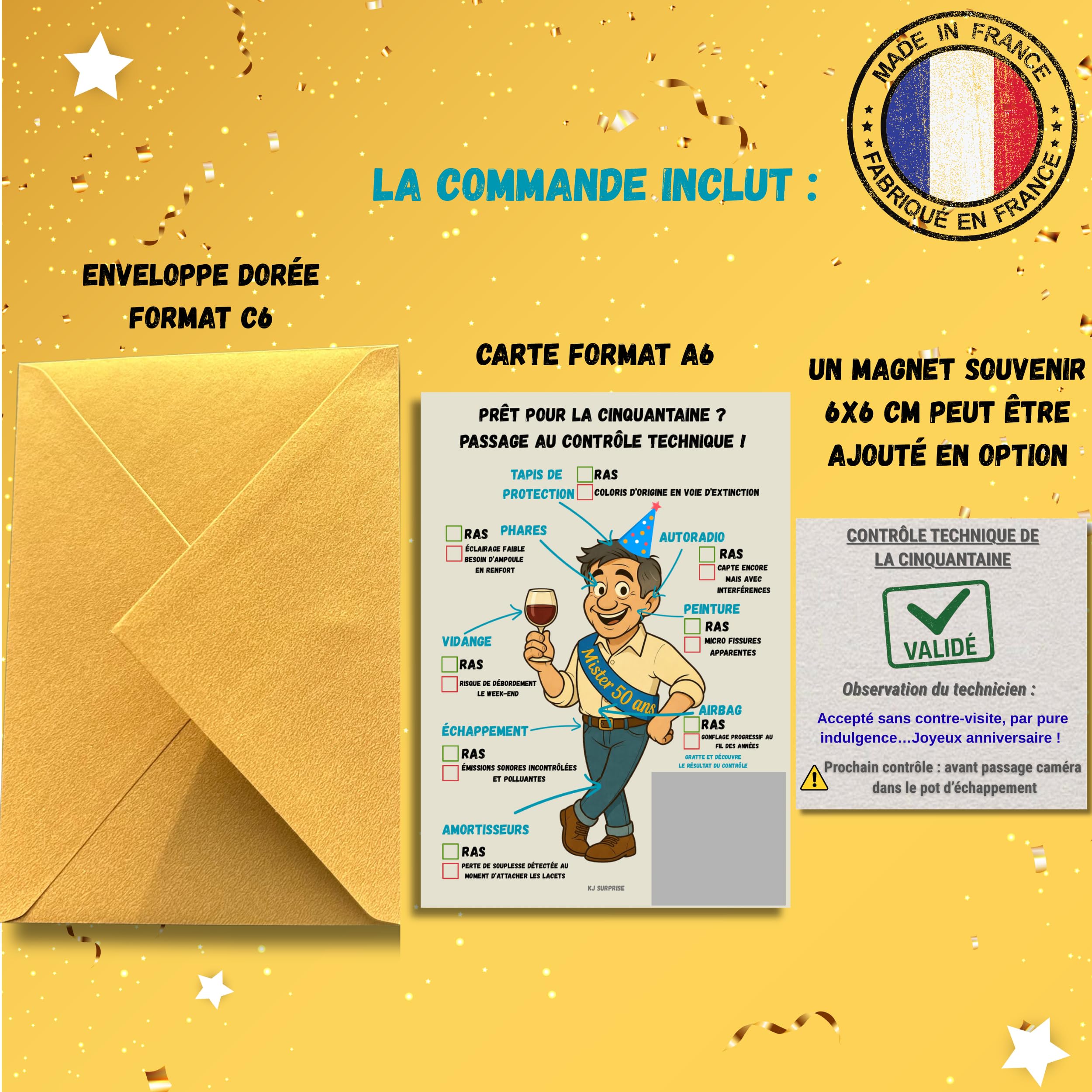 Carte Anniversaire 50 Ans à Gratter – Contrôle Technique Humoristique – Carte 50 ans Homme Originale – Carte Anniversaire 50 Ans Drôle Humoristique - 5