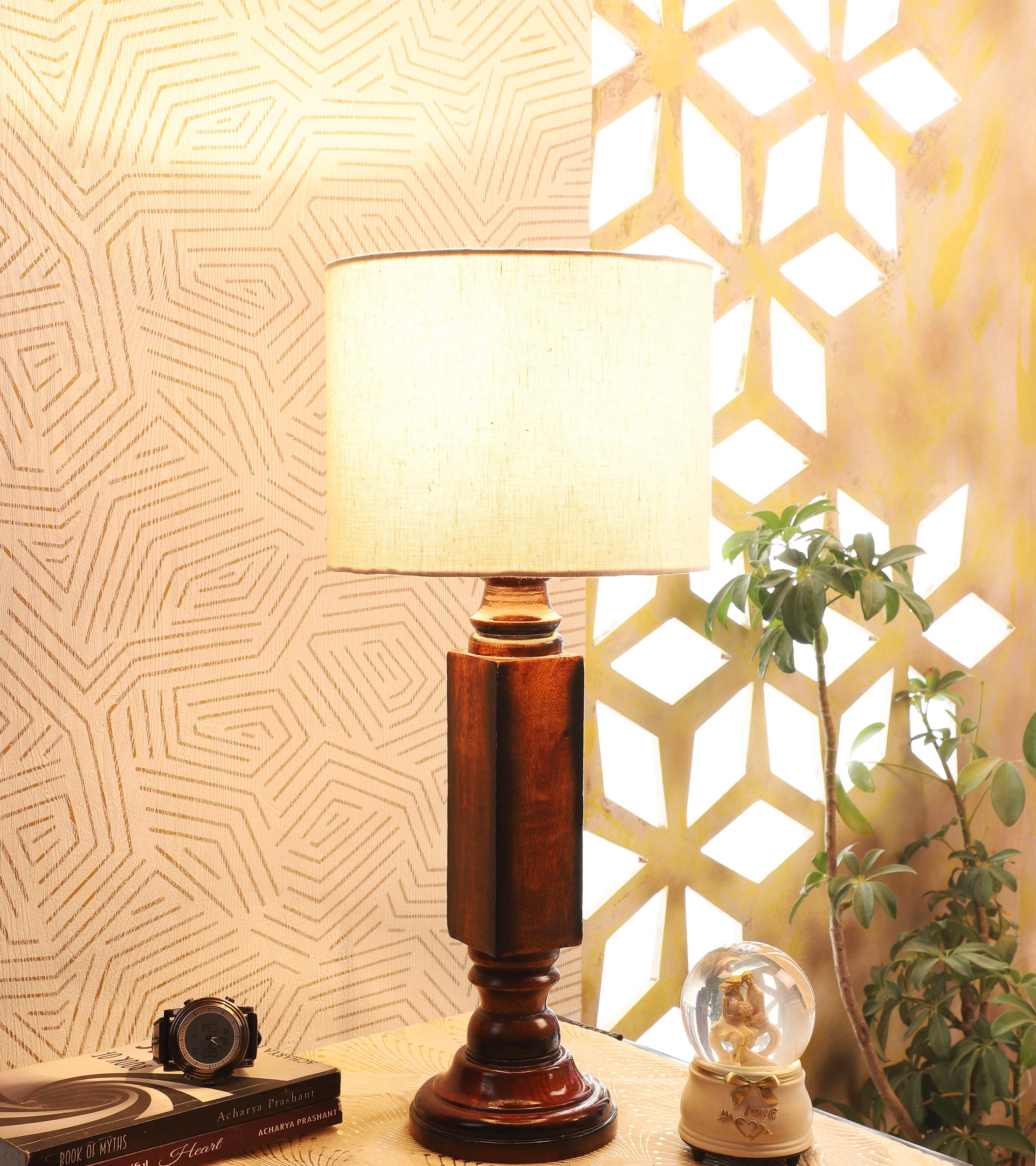 tu casa Mango Wood Table Lamp - Black & Print -23 tu casa Mango Wood Table Lamp - Black & Print -23