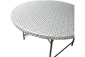 Silver Patterned spandex table covers round