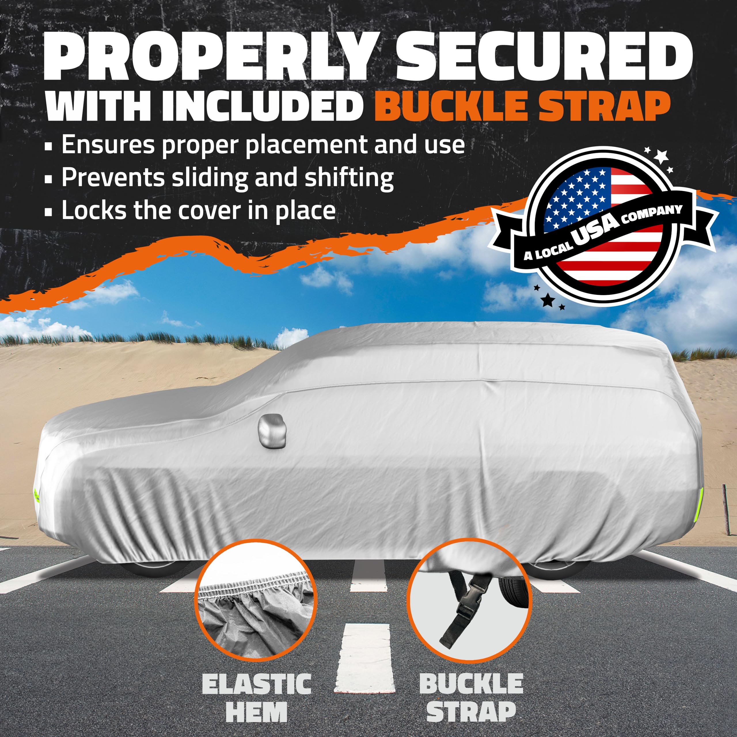 Mockins 190x75x72 Midsize SUV Car Cover 150D Oxford Polyester Fabric Car Tarp SUV Cover Water-Resistant Indoor Outdoor Full — view 2