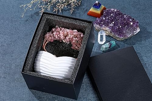Miniatura 5 de Jovivi Paquete  2 artículos de adorno de bonsái de cristal de cuarzo rosa con forma de corazón de árbol del dinero con piedras preciosas curativas +