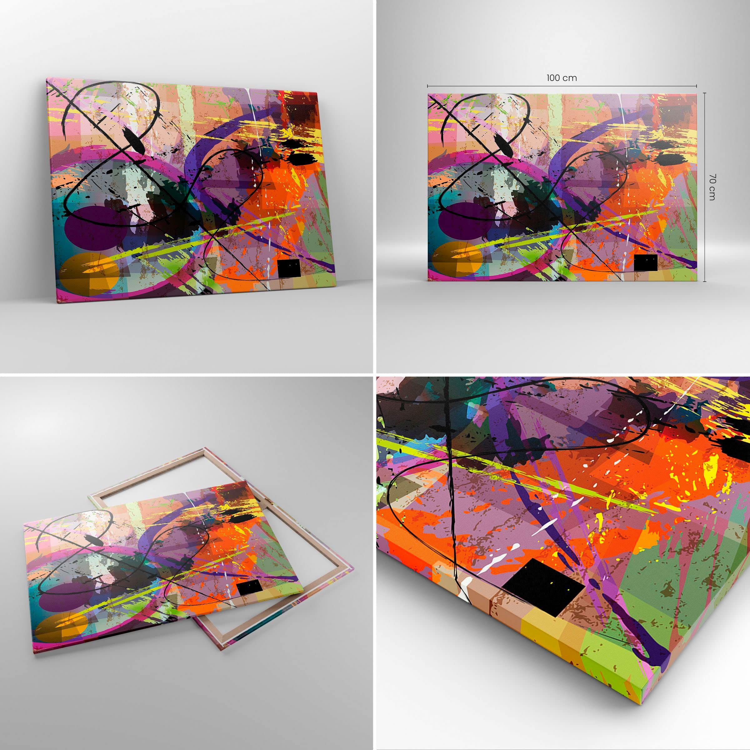 Leinwandbild 100x70cm Wandbild Abstrakt Kunst - 3895 | Abstraktion Modern Groß Wanddekoration Wohnzimmer Schlafzimmer Küche Wanddeko Wand Kunstdruck Wandkunst Wall Decor ARTTOR