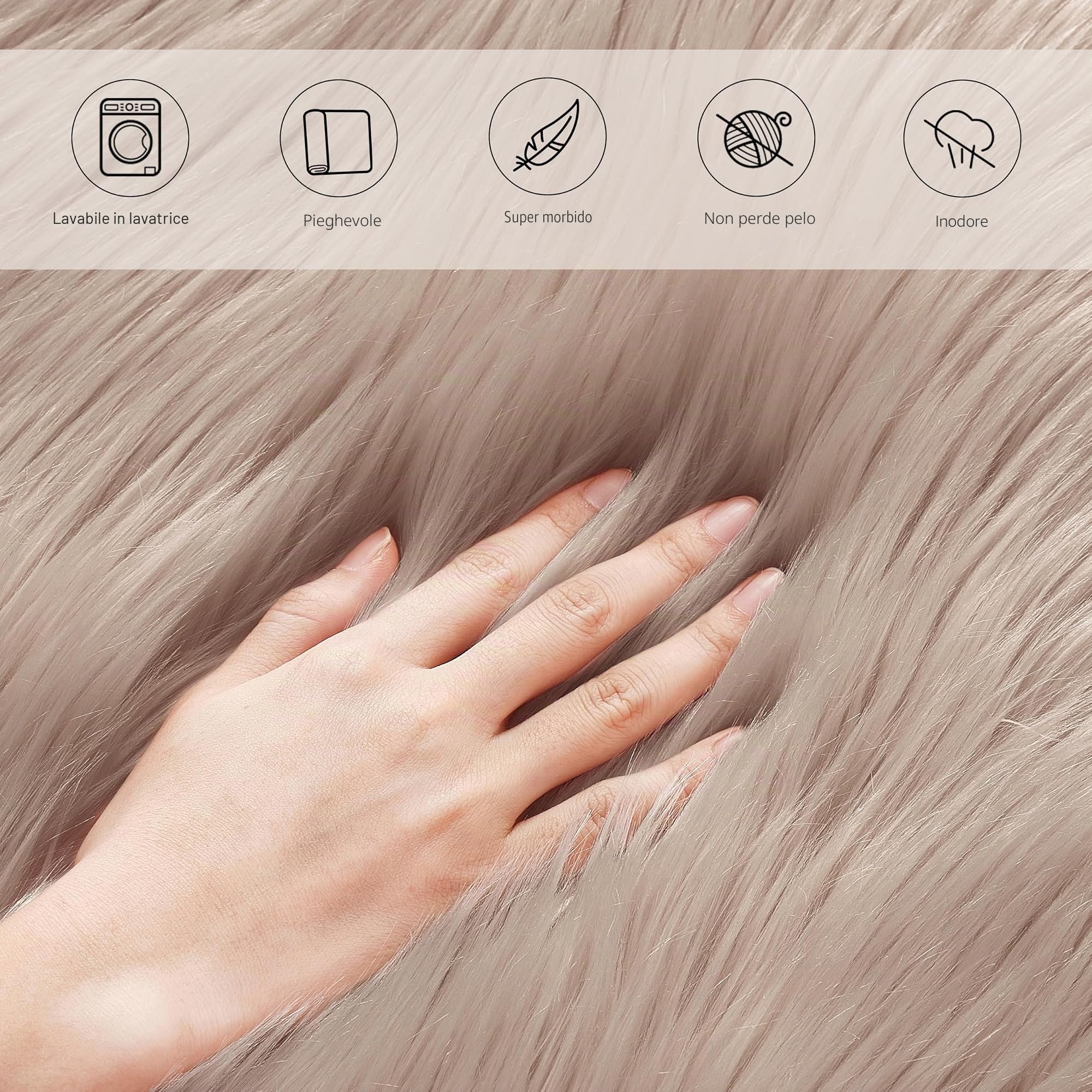Tappeto in Pelle D'agnello, Imitazione Della Pelliccia - Soggiorno Camera Da Letto - Tappeto Da Letto Lavabile, Cuscino Di Seduta, Pelliccia Per Sedia, Divano - Beige - 120 cm Rotondo