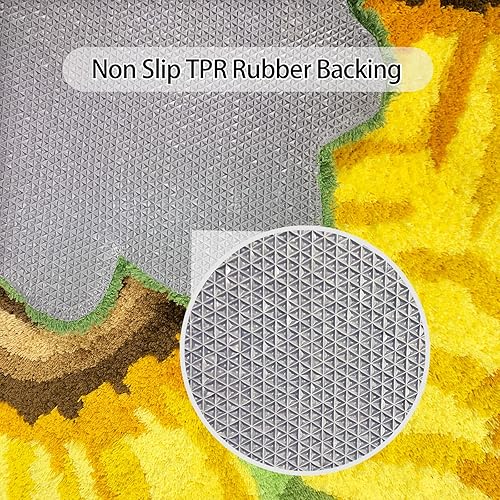 Miniatura 5 de USTIDE Tapete de área de girasol, tapete de flores amarillas, bonito tapete para baño y cocina, tapete hecho a mano, lavable, floral (23.6 x 35.4