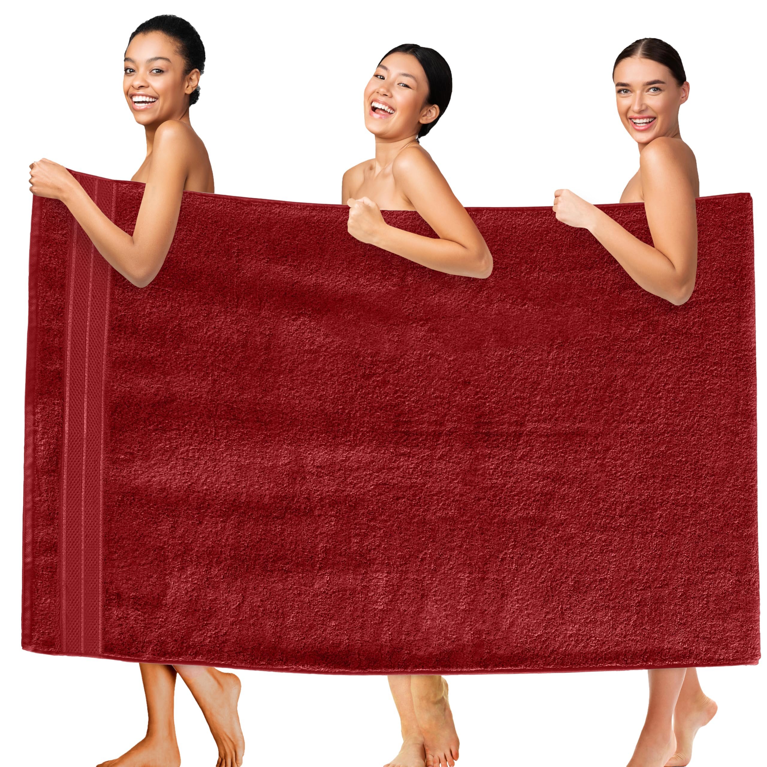 Elegant Comfort Three Line Popcorn Extra Large Luxury Bath Towel - 40" x 80" inch, Premium Hotel Spa Quality 1 Piece Oversized Bath Sheet 100% Turkish Cotton Super Soft Highly Absorbent, Burgundy