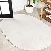 JONATHAN Y Haze Cream 3x5 Oval Low-Pile Area Rug - Pet-Friendly, Non-Shedding, Easy-Clean Indoor Rug for Living Room, Bedroom, Kitchen