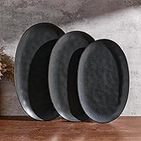 Vista 11 de famiware Bandeja de Servir, Platos de Servir Ovalados de 15.59/14.3/12.9 pulgadas para Entretenimiento, Cuencos de Servir, Esmalte Reactivo